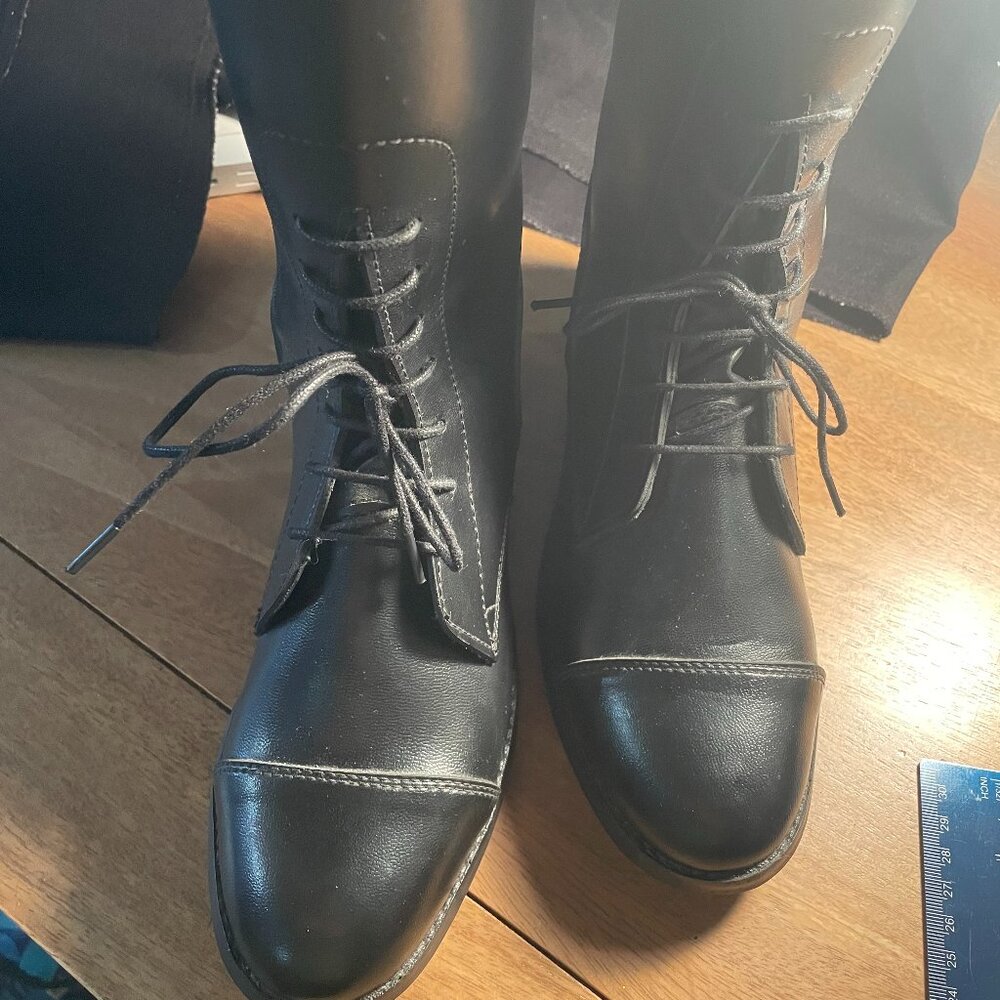 JT Tall Riding Boots - Zip Back - Tie Front - Size 7 Regular